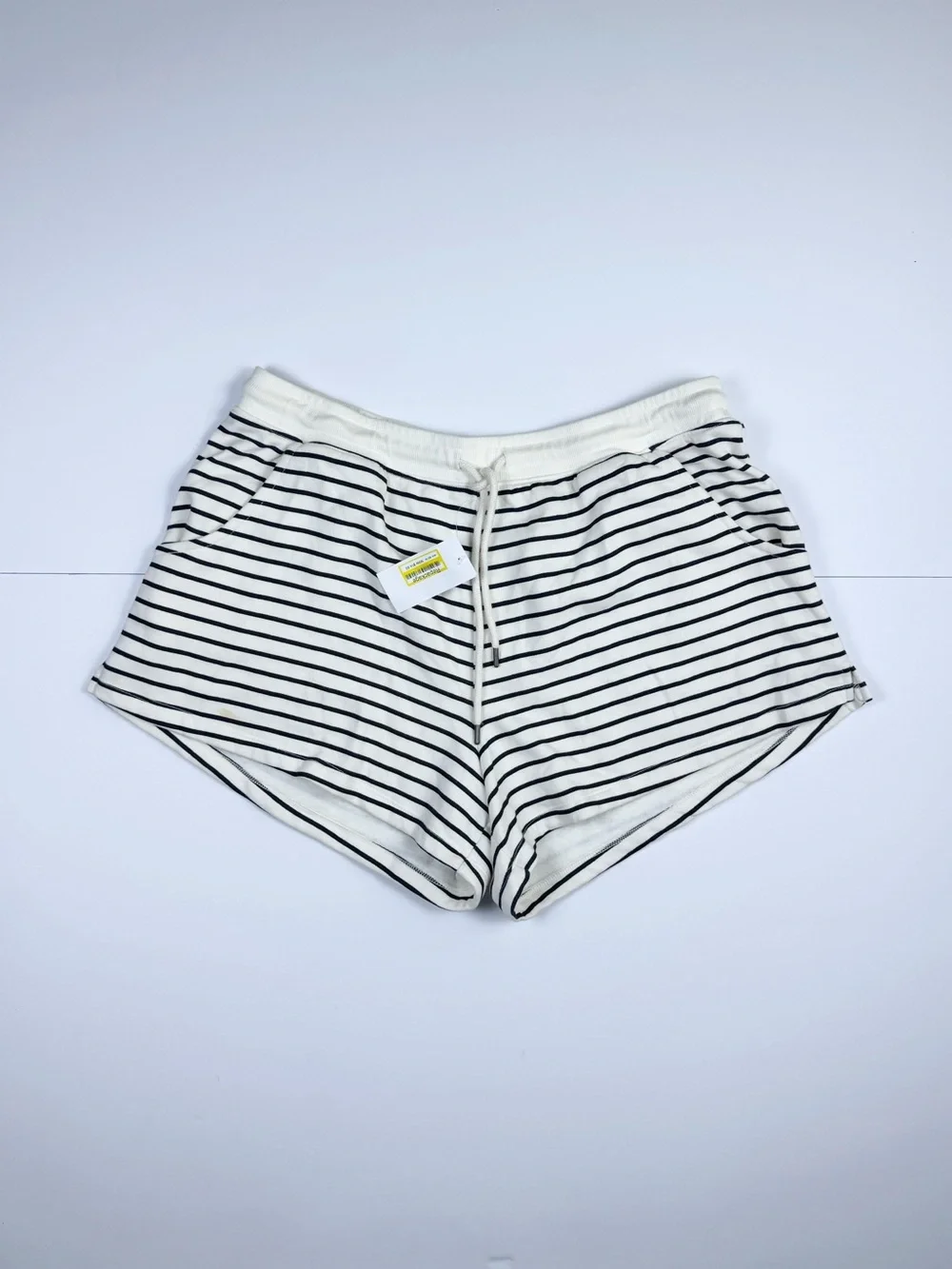 Universal Thread Striped Drawstring Athletic Shorts - White & Black